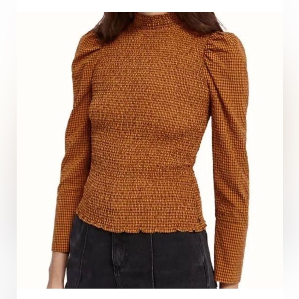 Scotch & Soda Smocked High Neck Top